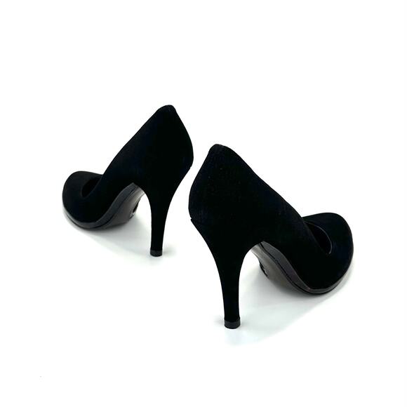 Stuart Weitzman Black Stiletto Heel Pump Sz 7 Suede Almond Toe Mini Platform New - Picture 13 of 14